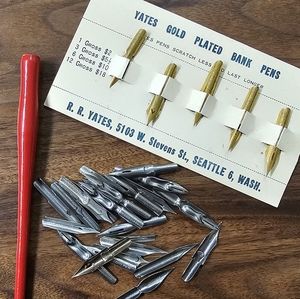 Bank Pens Vintage New & used assortment/Yates Gold plated bank pens uncirculated